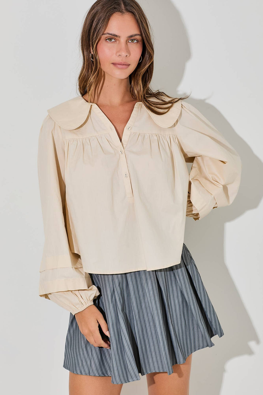 Round Collared Button Up