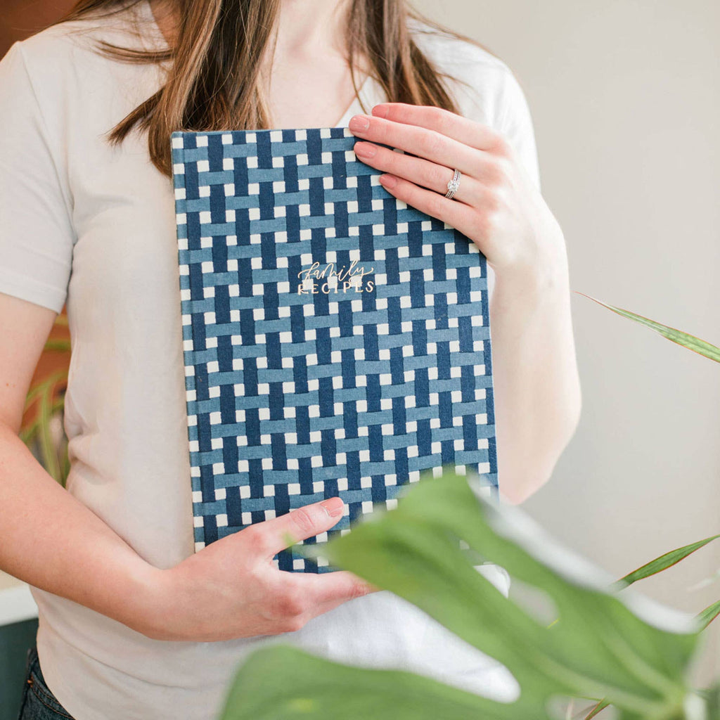 Navy Gingham Heirloom Recipe Book