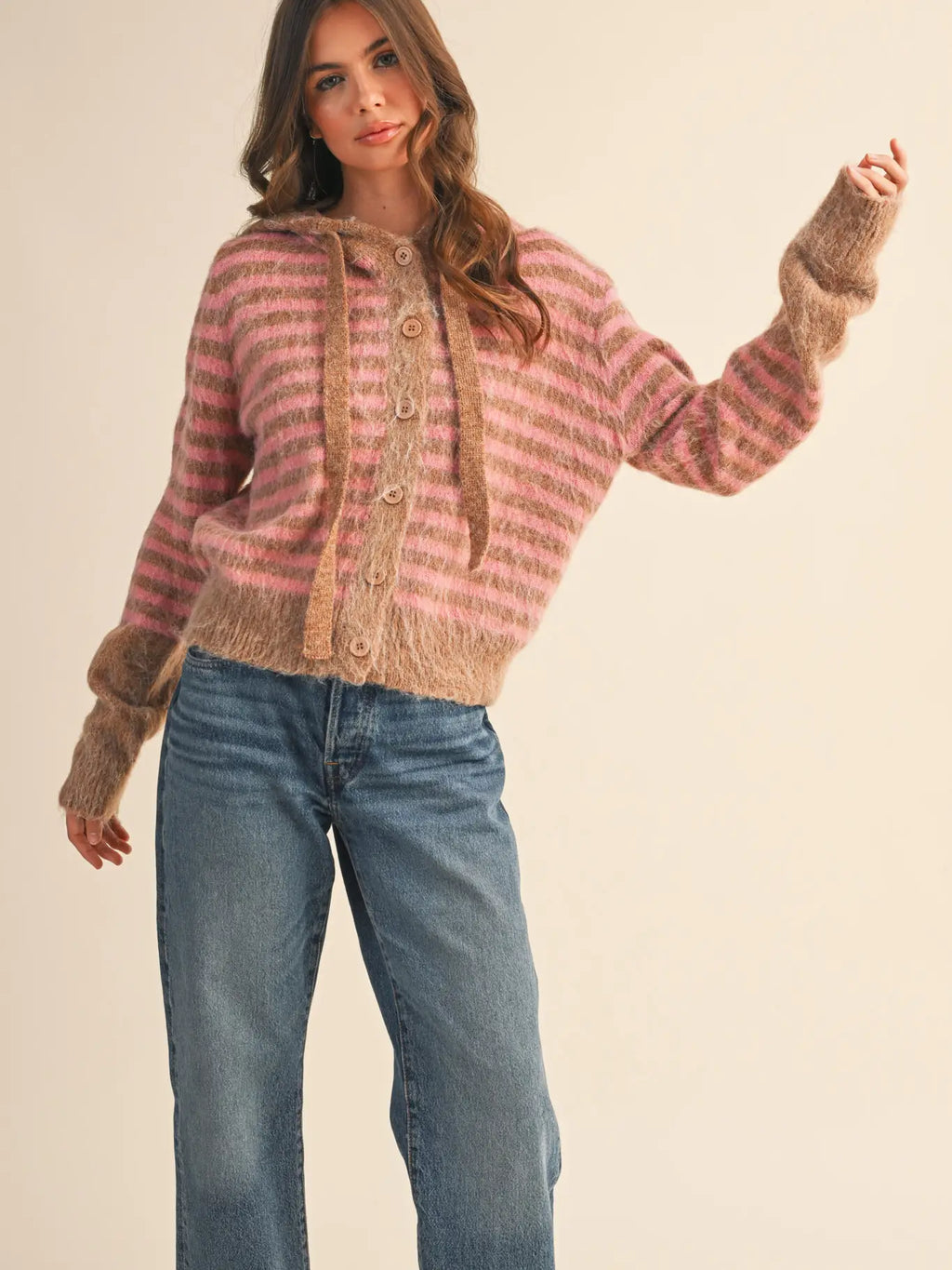 Striped Hoodie Sweater Cardigan