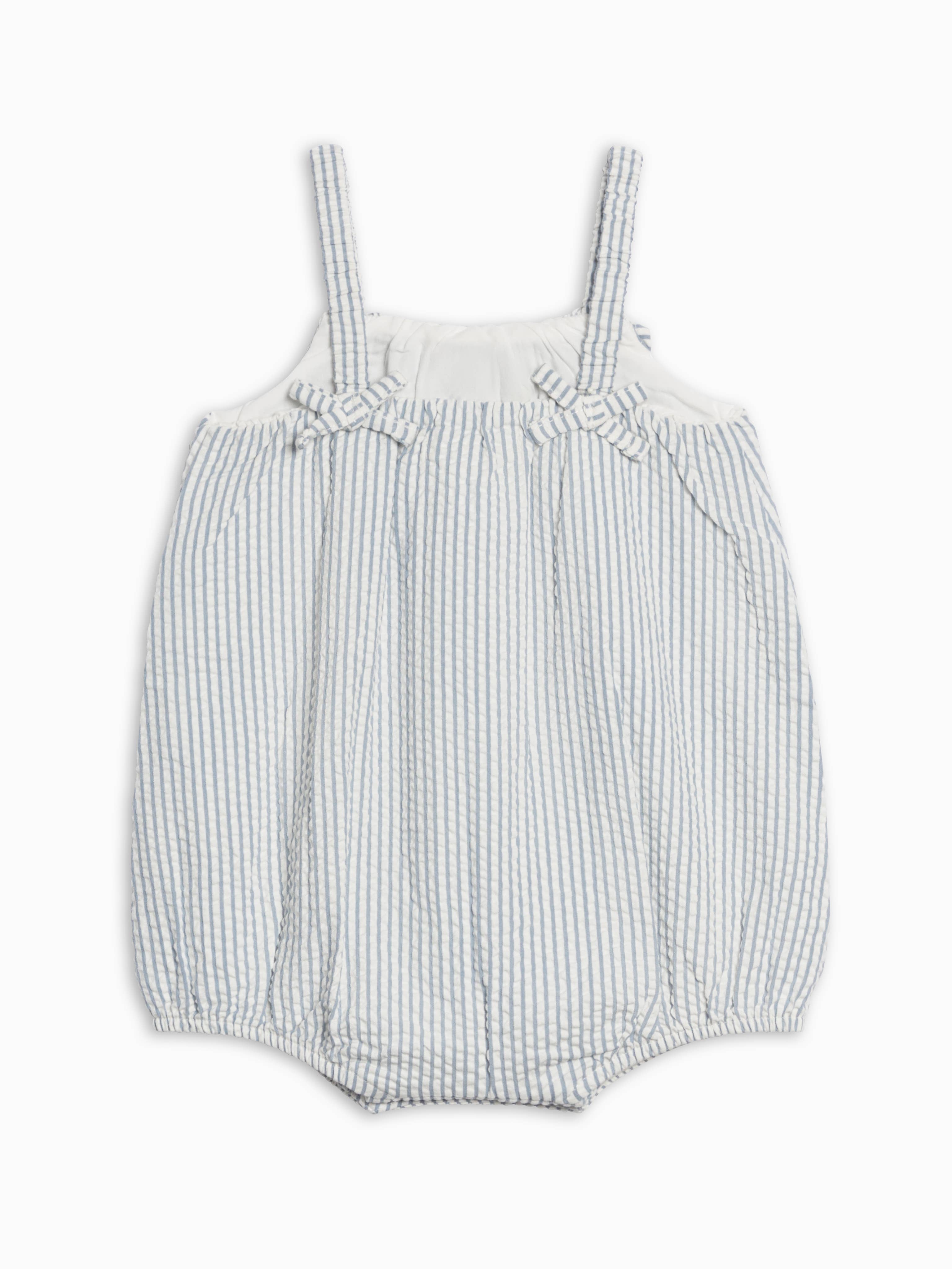 Rosalie Seersucker Ruffle Bubble Romper