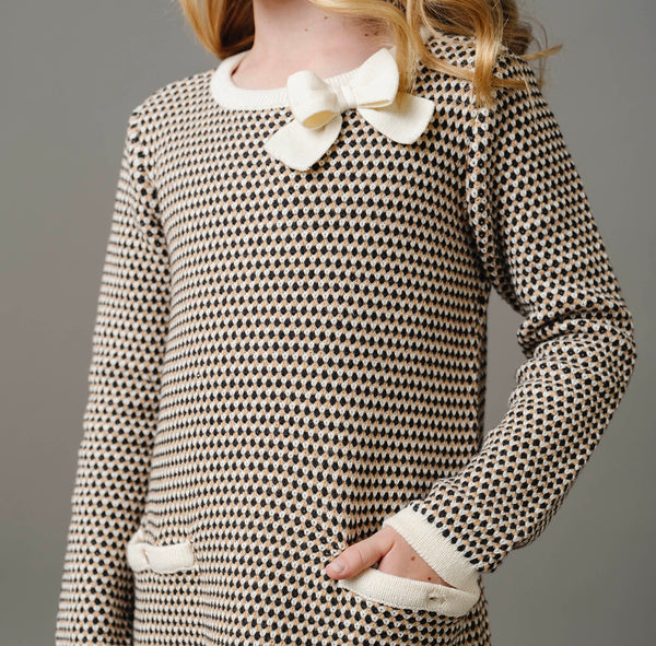 Tweed Bow Sweater Dress