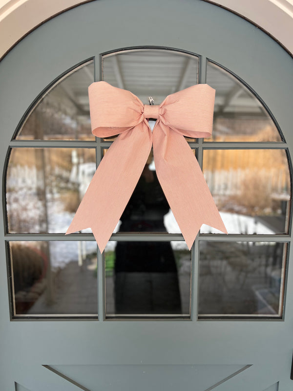 Red Ticking Stripe Bow