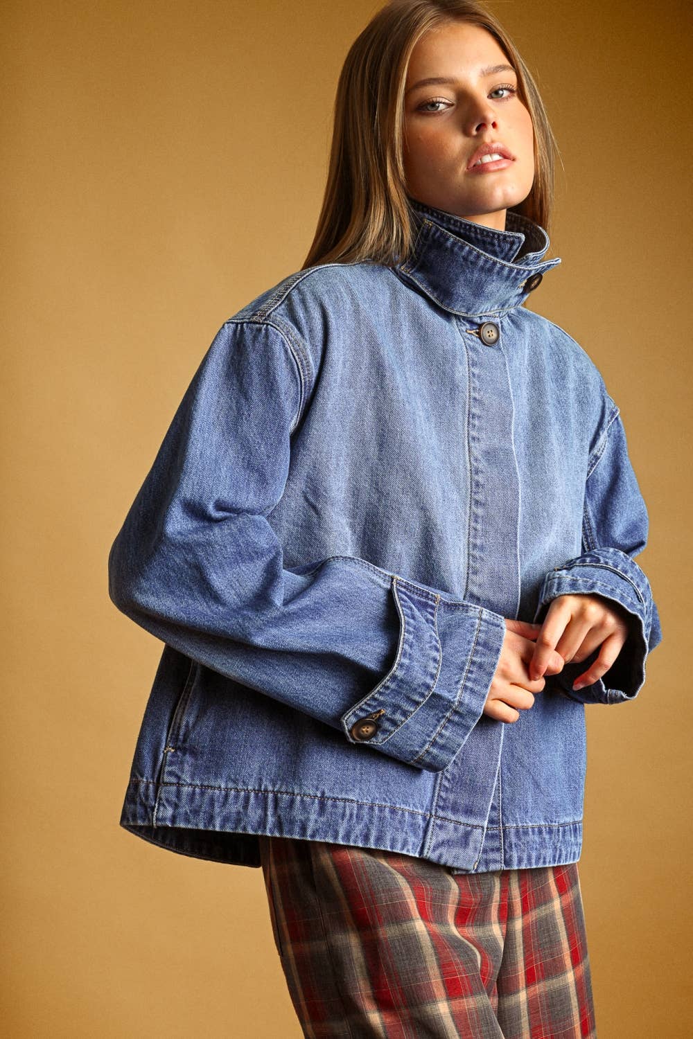 High Collar Denim Jacket