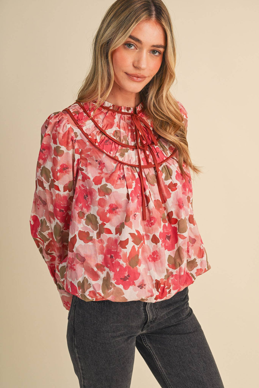 Floral Bubble Hem Top