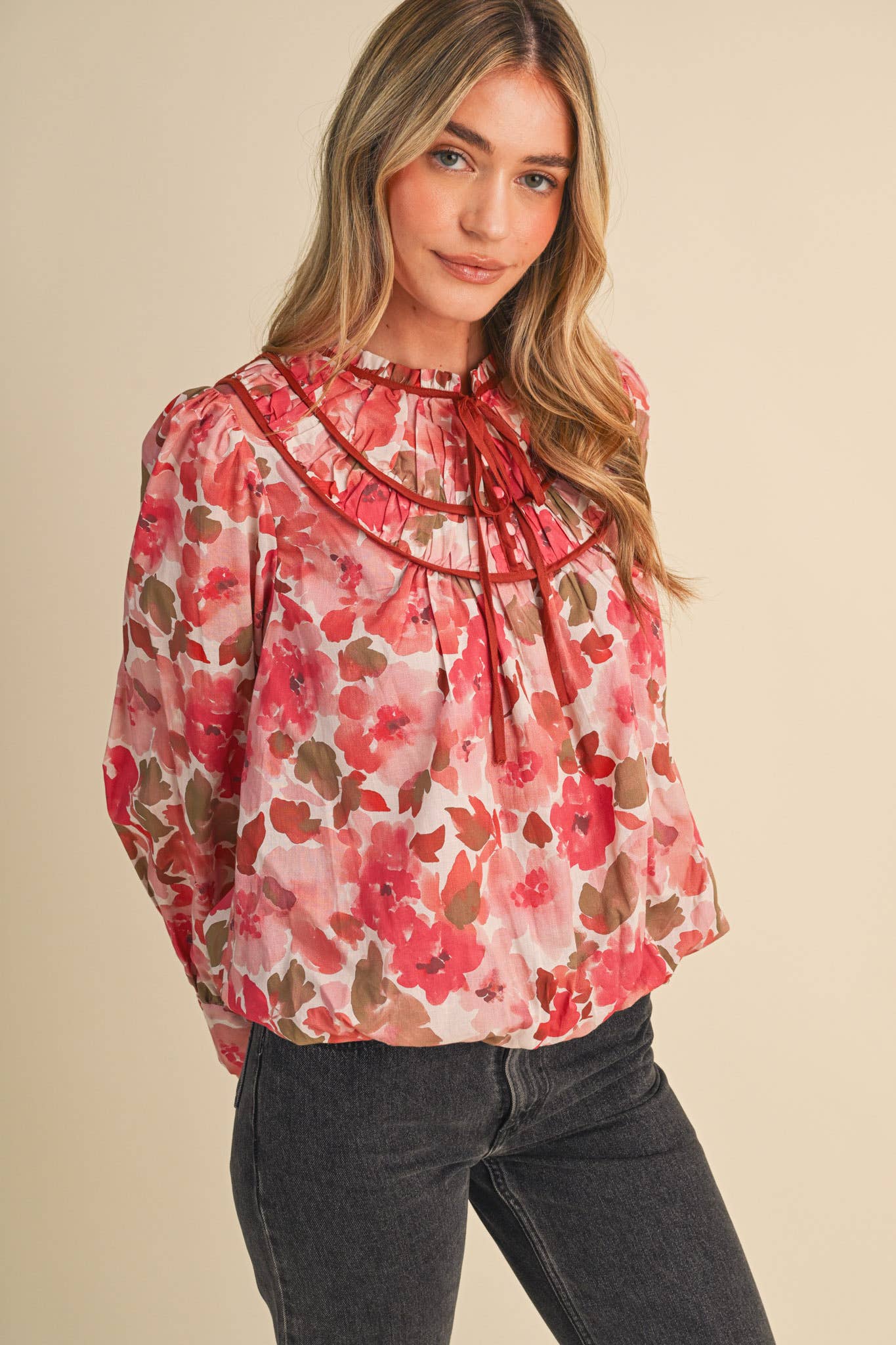 Floral Bubble Hem Top
