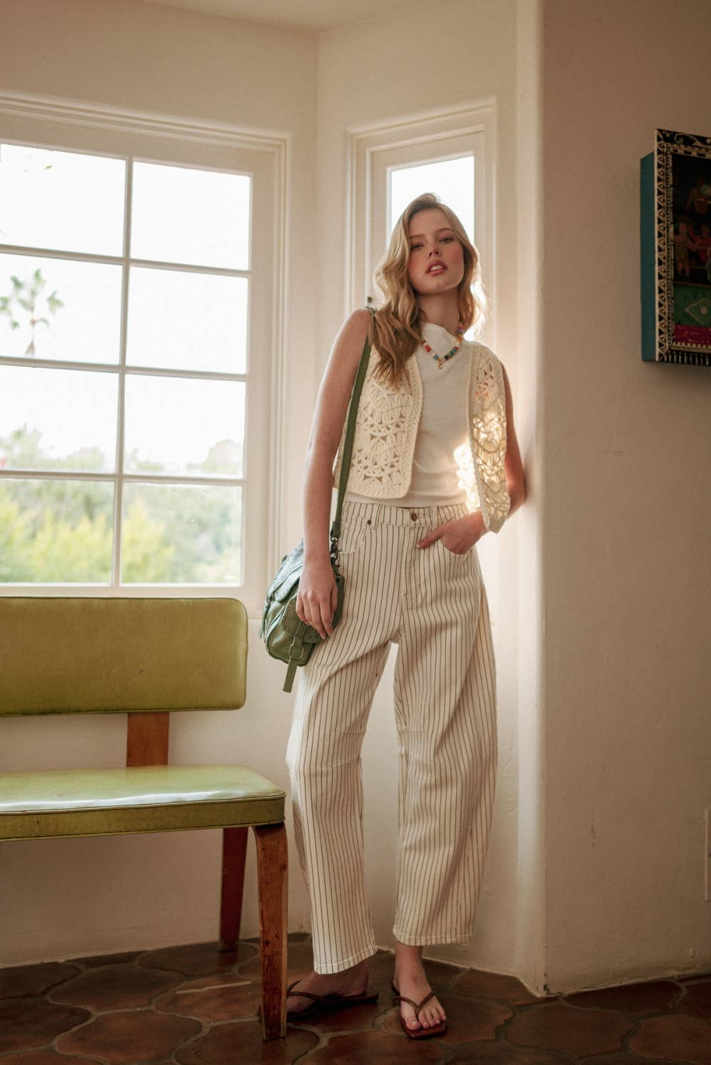 Pinstriped Barrel Pants