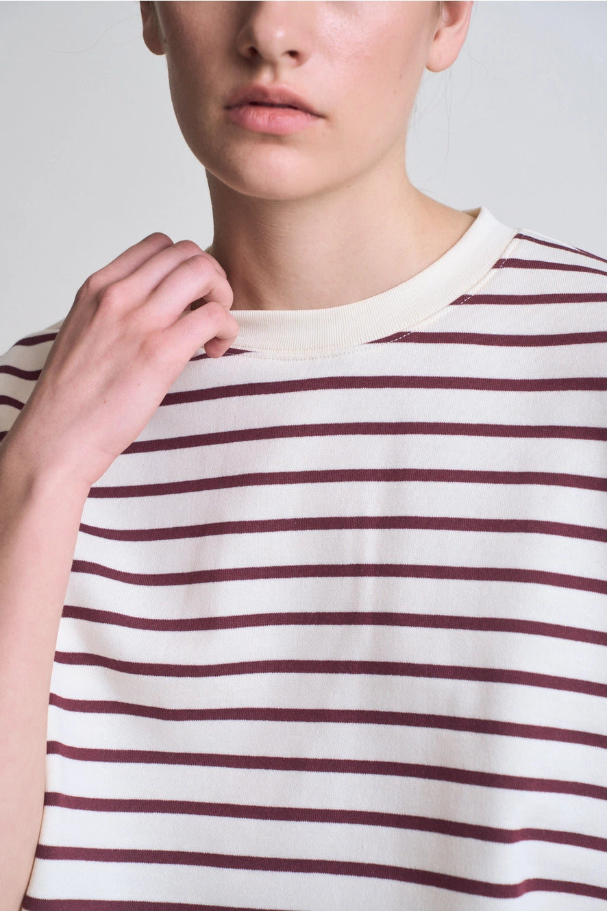 Loose Fit Cropped Stripe T-Shirt