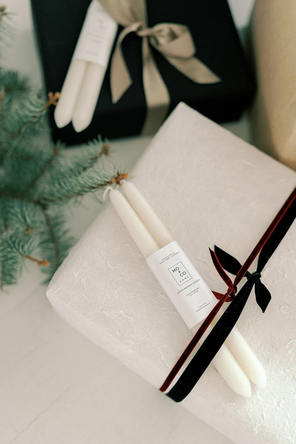 Natural White Dipped Beeswax Taper Candles