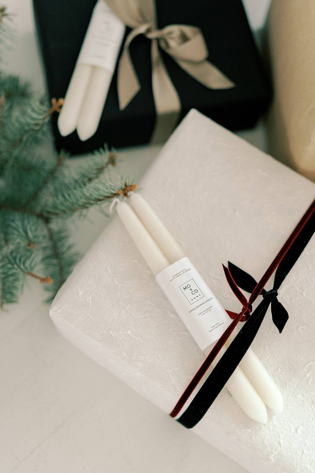 Natural White Dipped Beeswax Taper Candles
