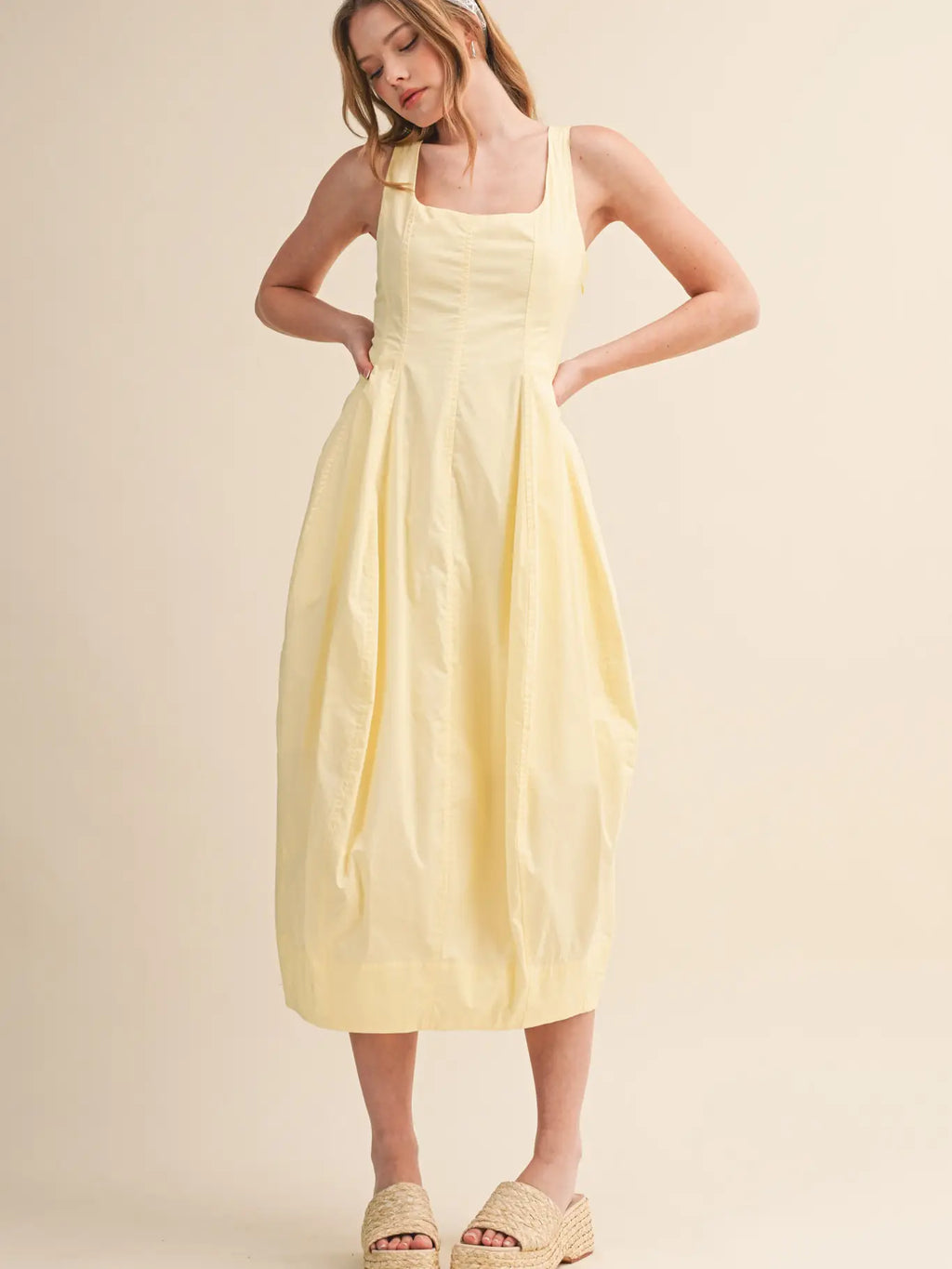 Yellow Tulip Hem Midi Dress