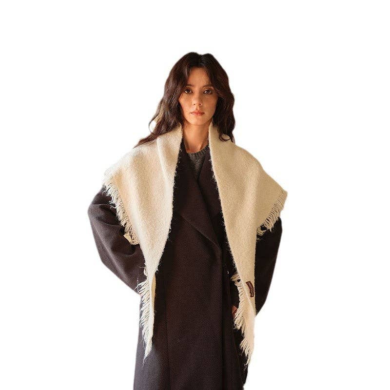 Fringe Wool Triangle Scarf