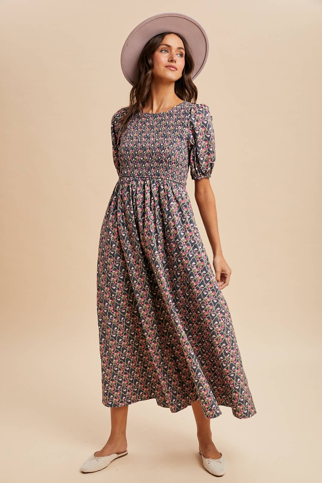 Smocked Floral Maxi Dress