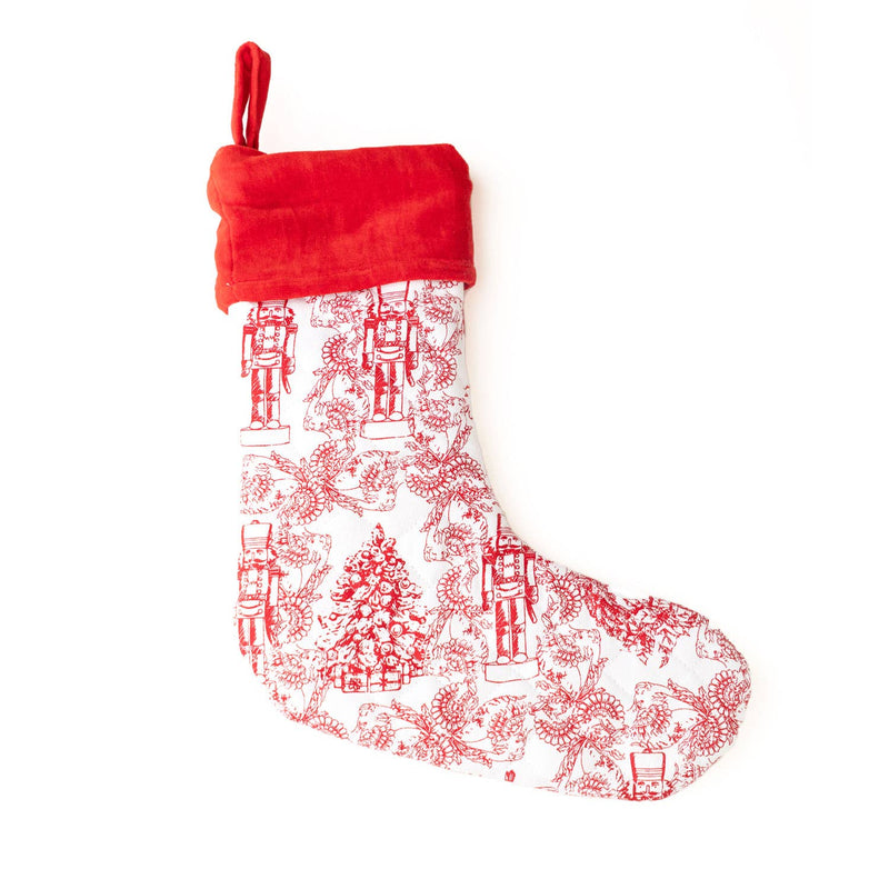 Nutcracker Toile Quilted Stocking