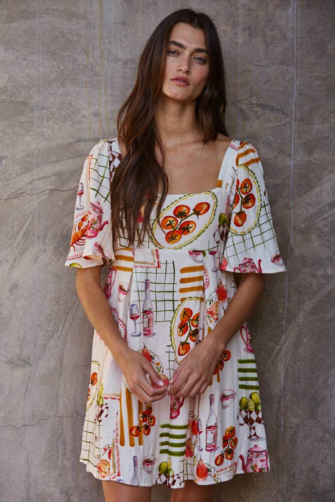 Picnic Print Mini Dress