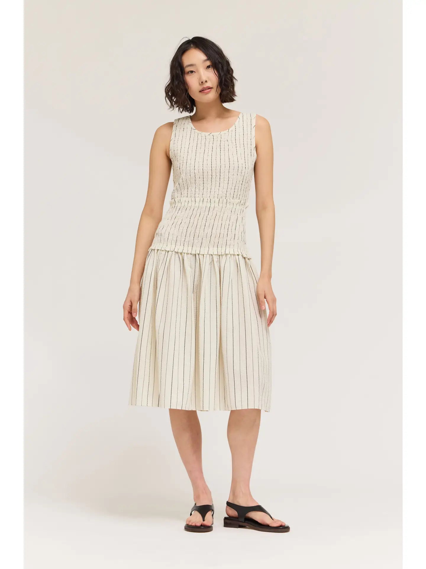 Smocked Bodice Stripe Dress
