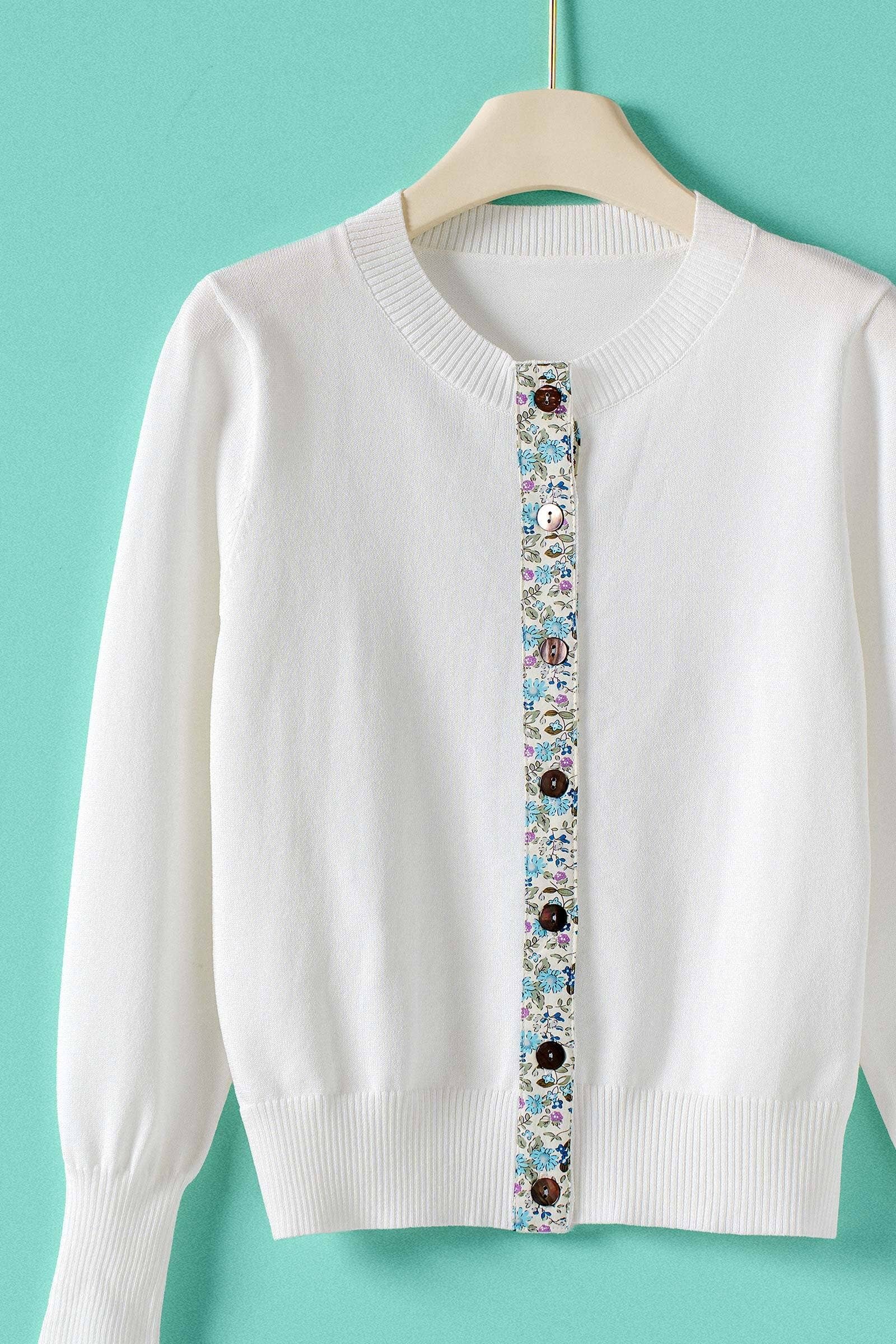 Contrast Floral Cardigan