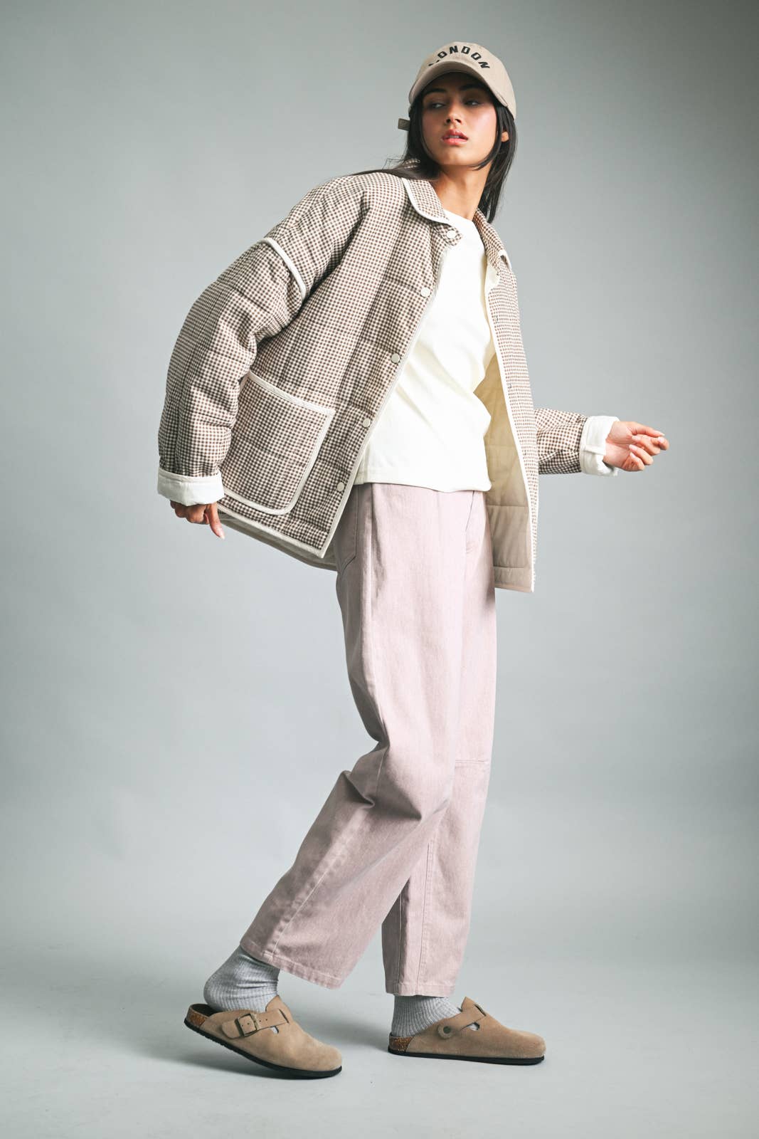 Gingham Piping Detail Jacket