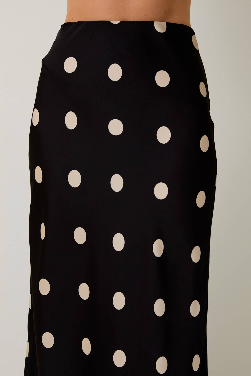 Polka Dot Satin Midi Skirt