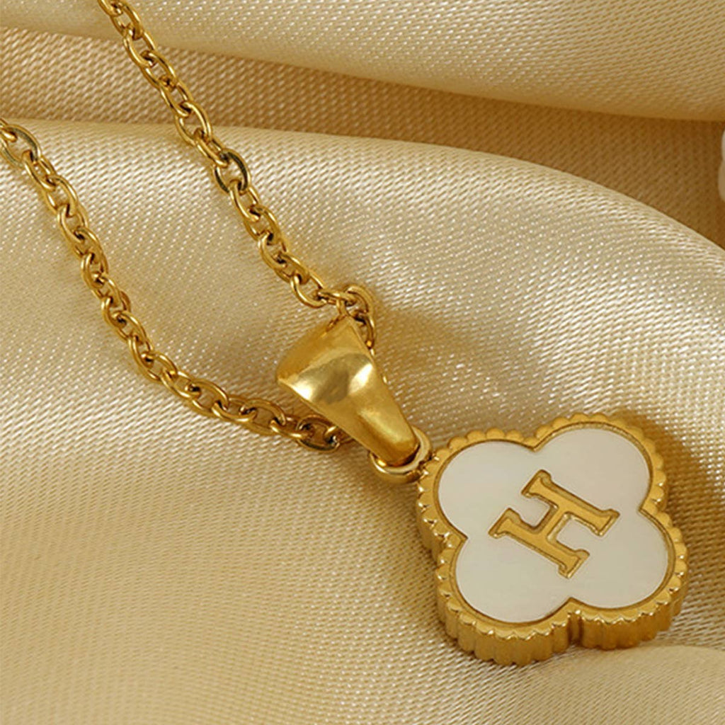 Four Leaf Clover Initial Necklaces