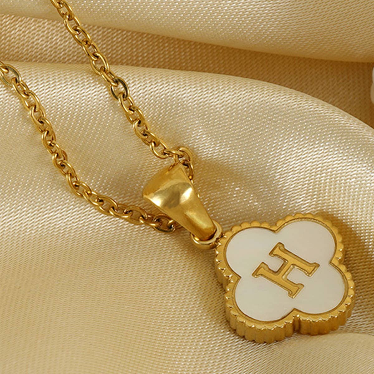 Four Leaf Clover Initial Necklaces