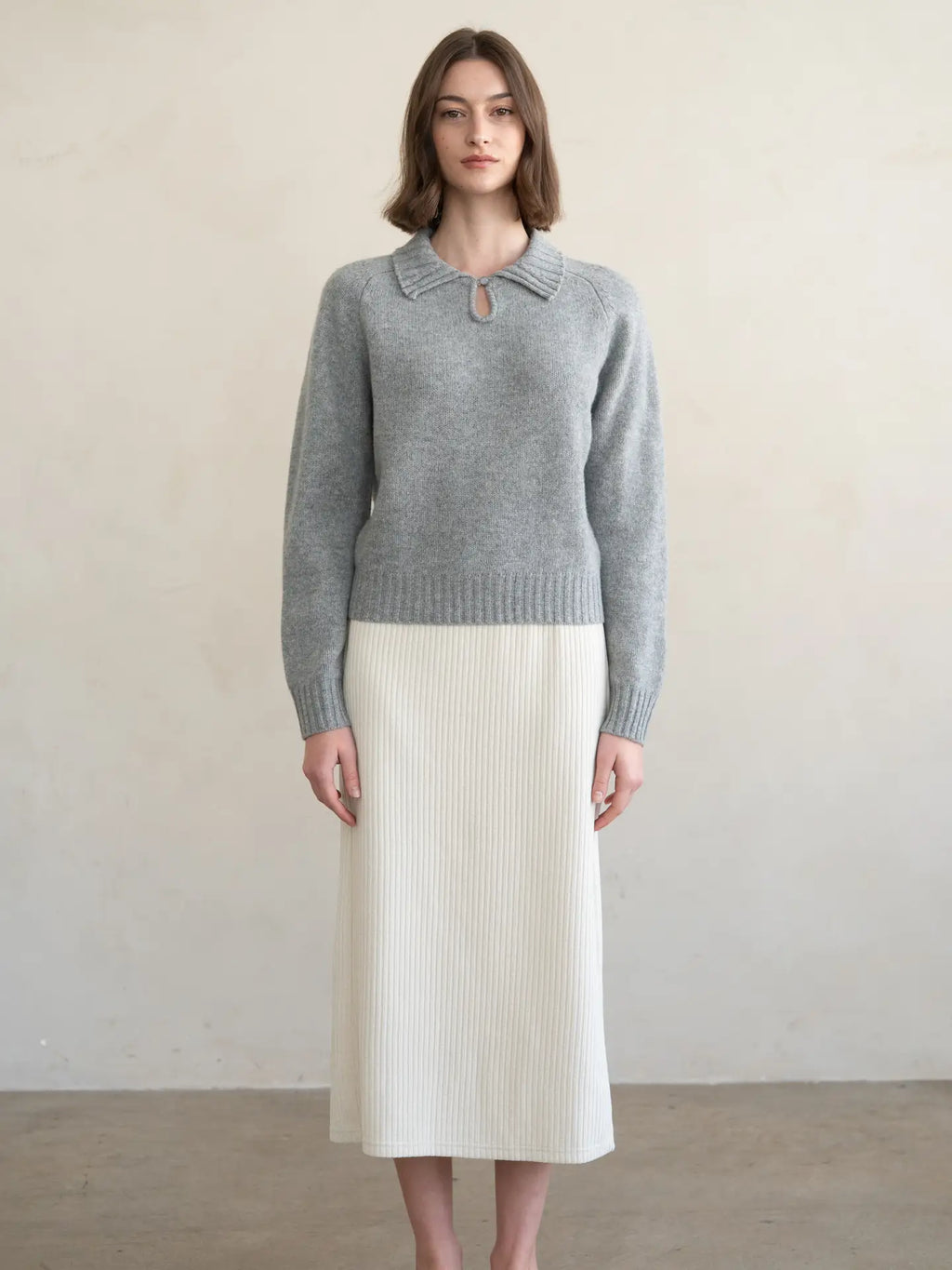 Wide Rib Collar Knit Sweater
