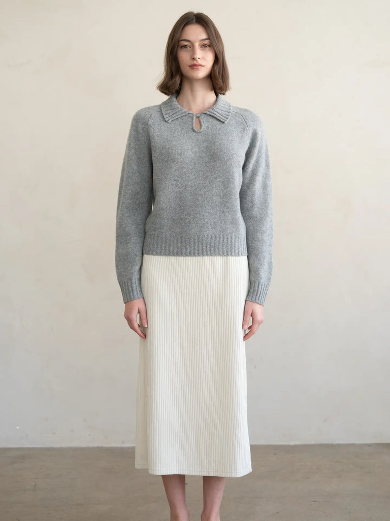 Wide Rib Collar Knit Sweater