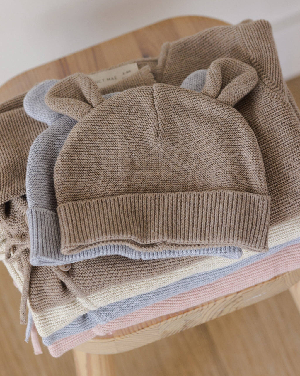 Heathered Dusty Blue Baby Bear Beanie