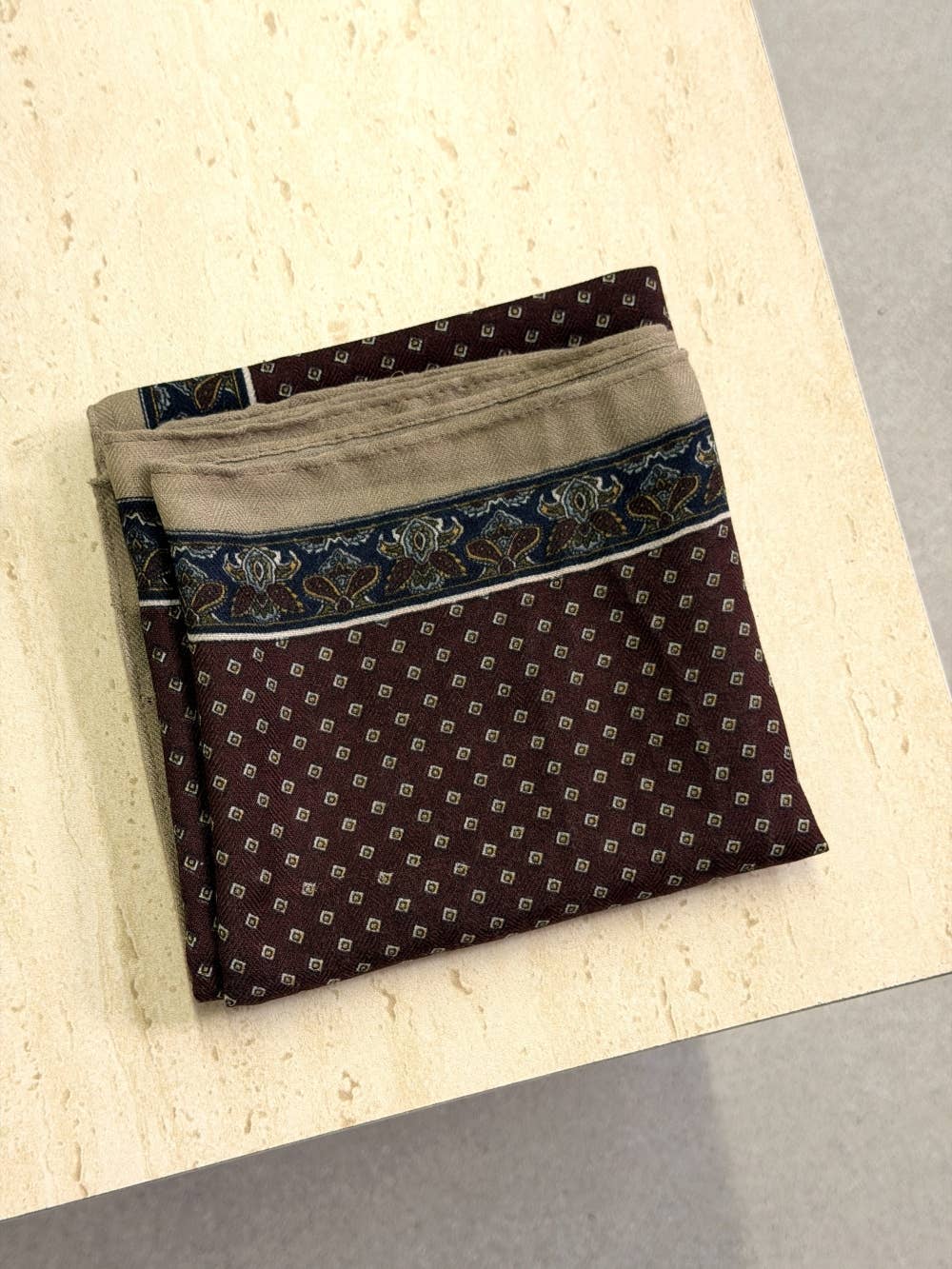 Border Print Square Scarf
