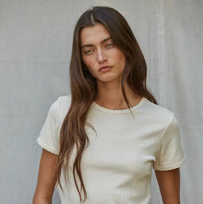 Pointelle Top in Cream