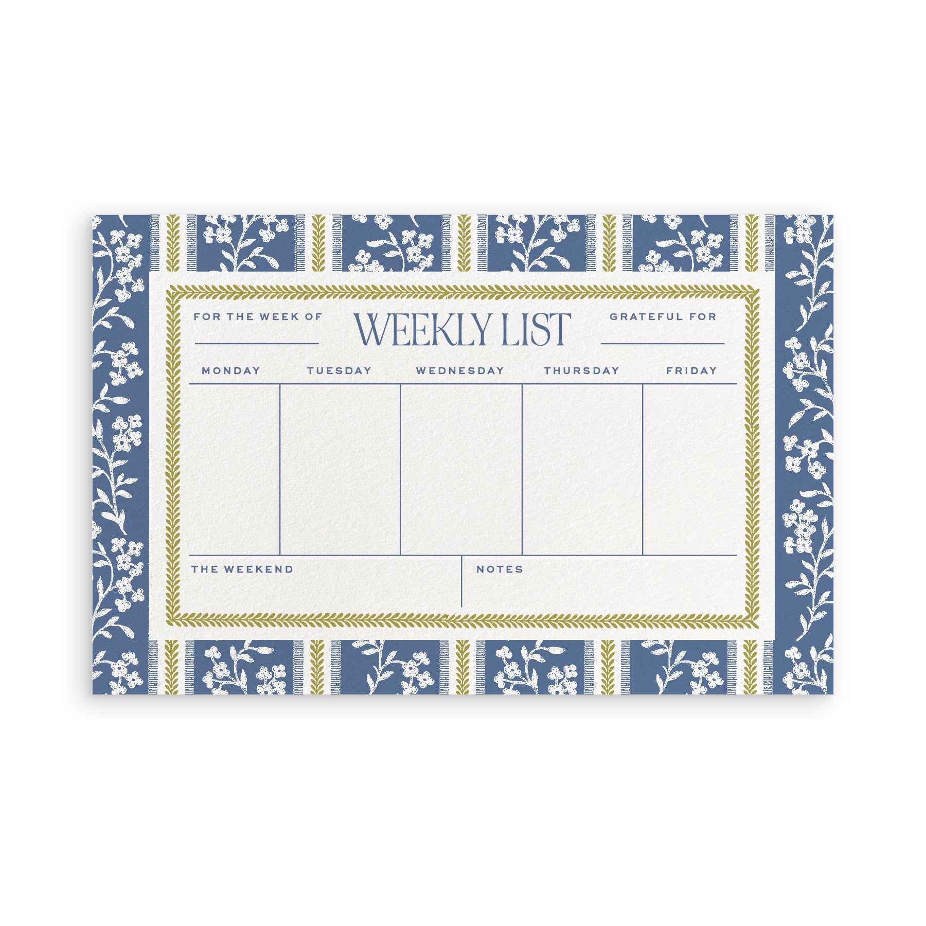 Cobalt Blooms Weekly Planner Notepad