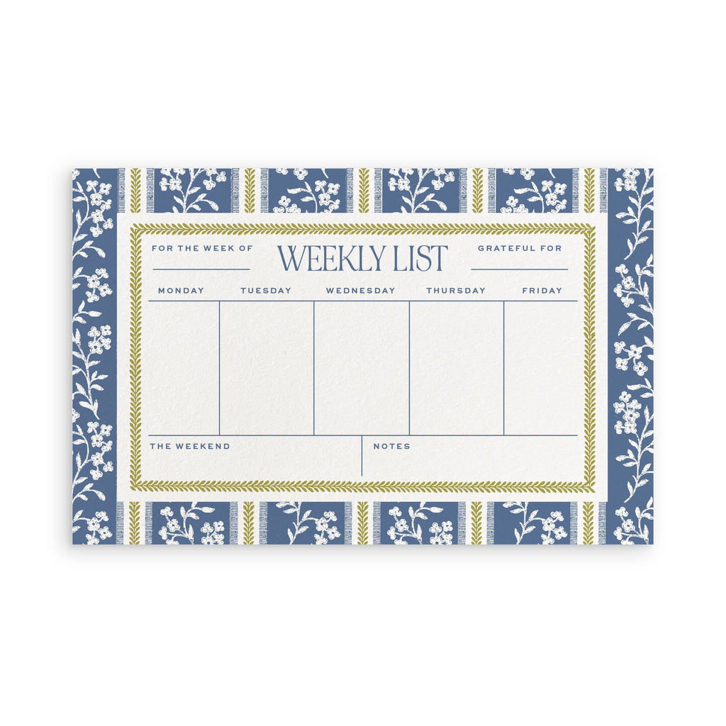 Cobalt Blooms Weekly Planner Notepad