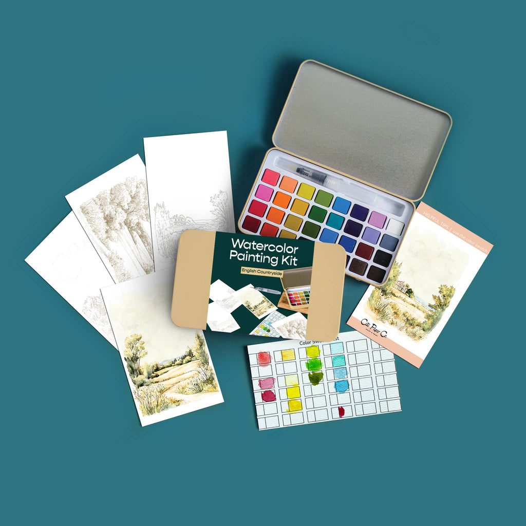 English Countryside Watercolor Painting Kit