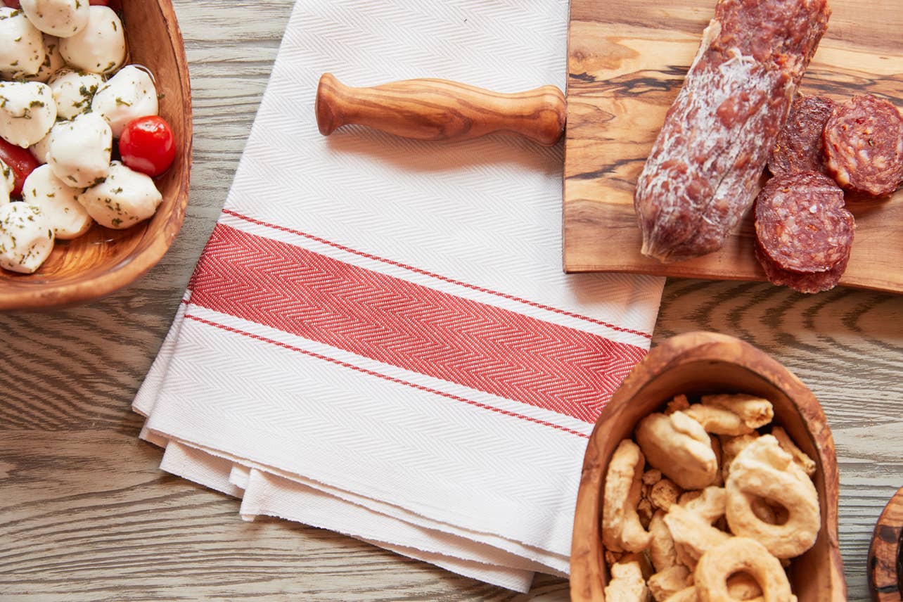 Herringbone Red Classic Italian Kitchen Towel