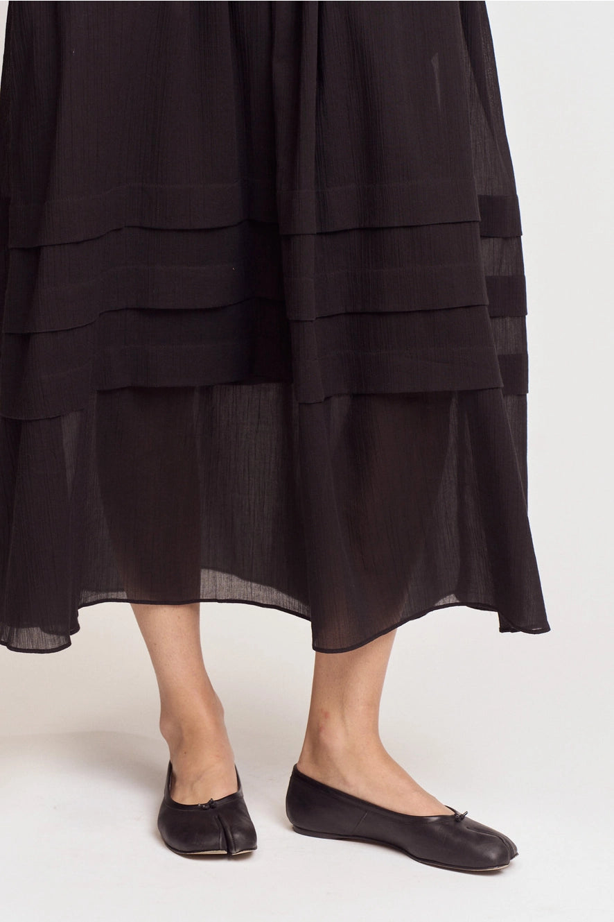 Pleated Cotton Maxi Dress