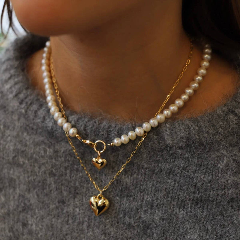 Heart and Freshwater Pearl Necklace