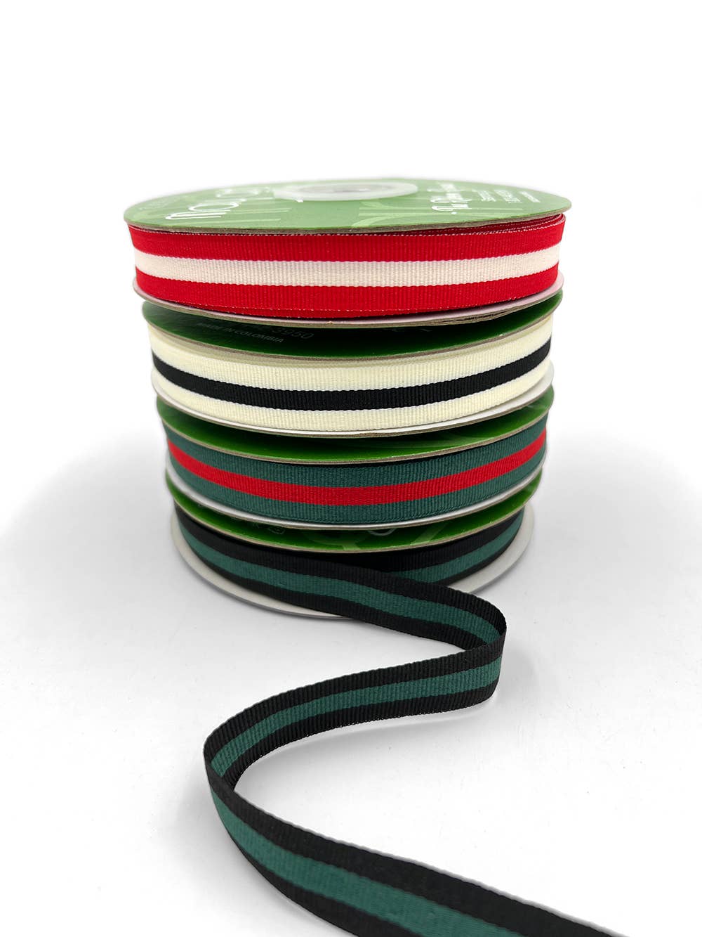 Red & Ivory Woven Modern Stripe Grosgrain Ribbon