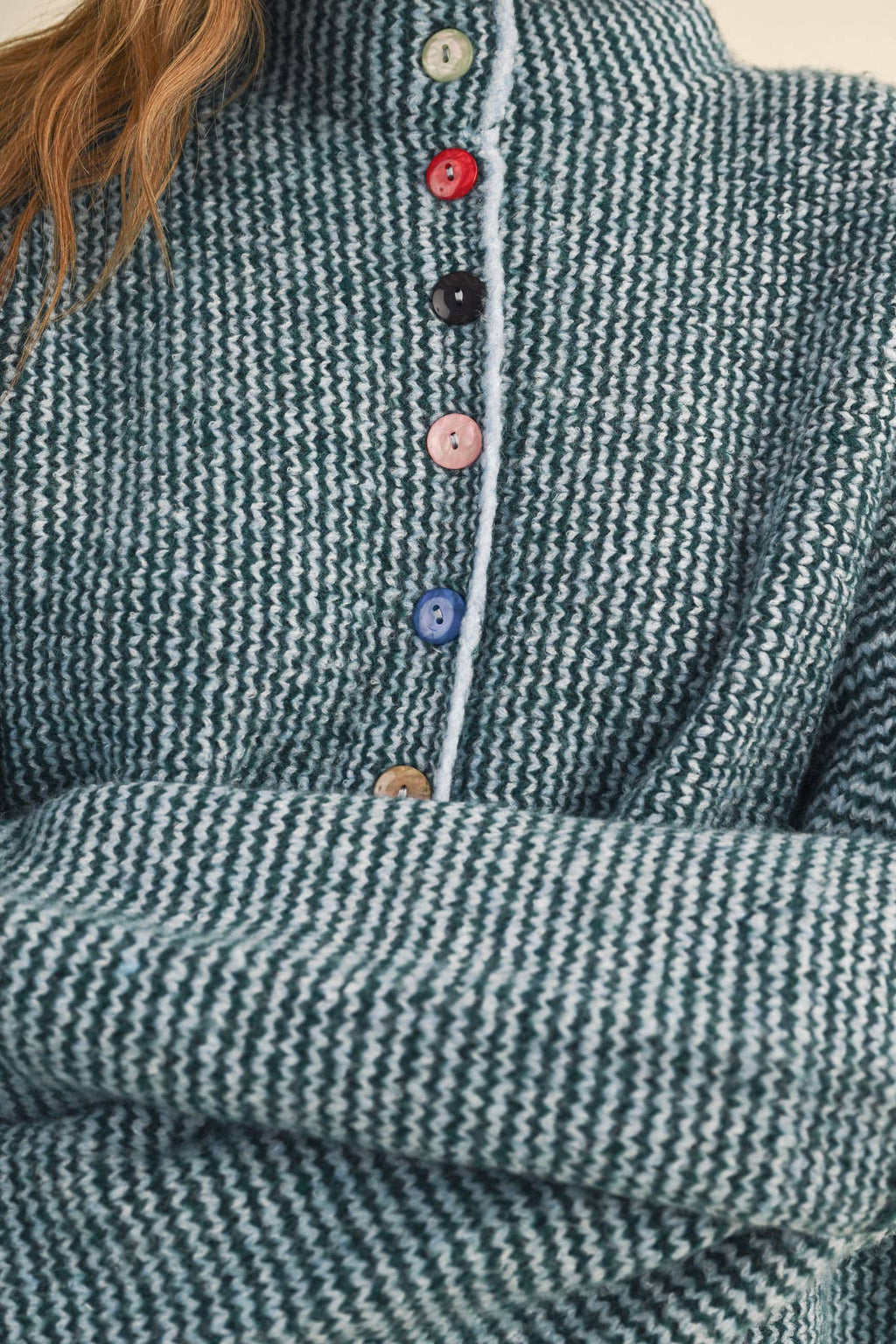 Striped Sweater Cardigan with Colorful Buttons