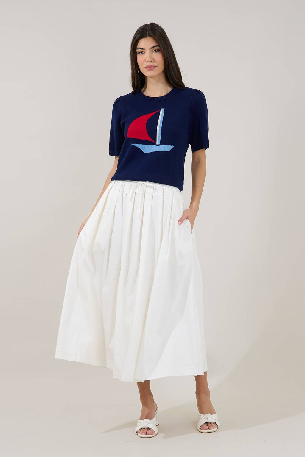 Sail Boat Short Sleeve Sweater