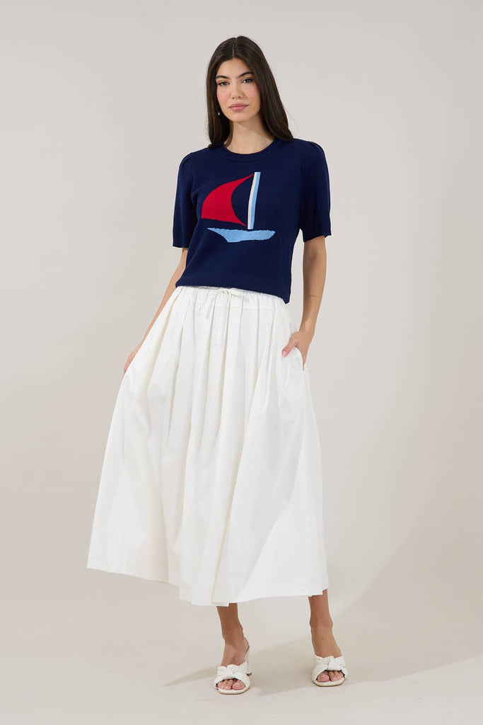 Sail Boat Short Sleeve Sweater
