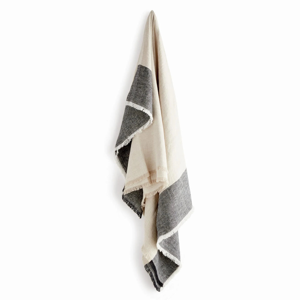 Flax and Charcoal Anika European Linen Throw