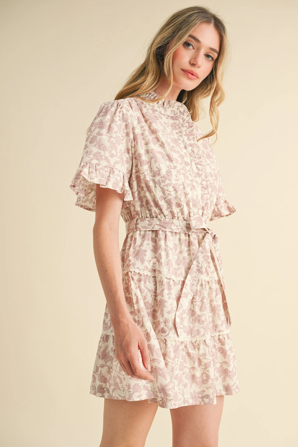 Ruffled Floral Mini Dress