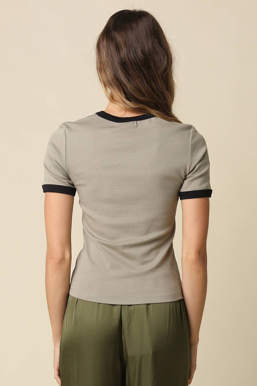 Ivy Contrast Trim Crewneck Tee