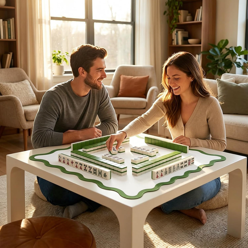 Green Scalloped Mahjong Mat
