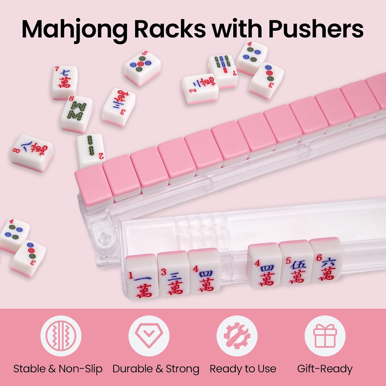 Mahjong Rack and Pushers Set