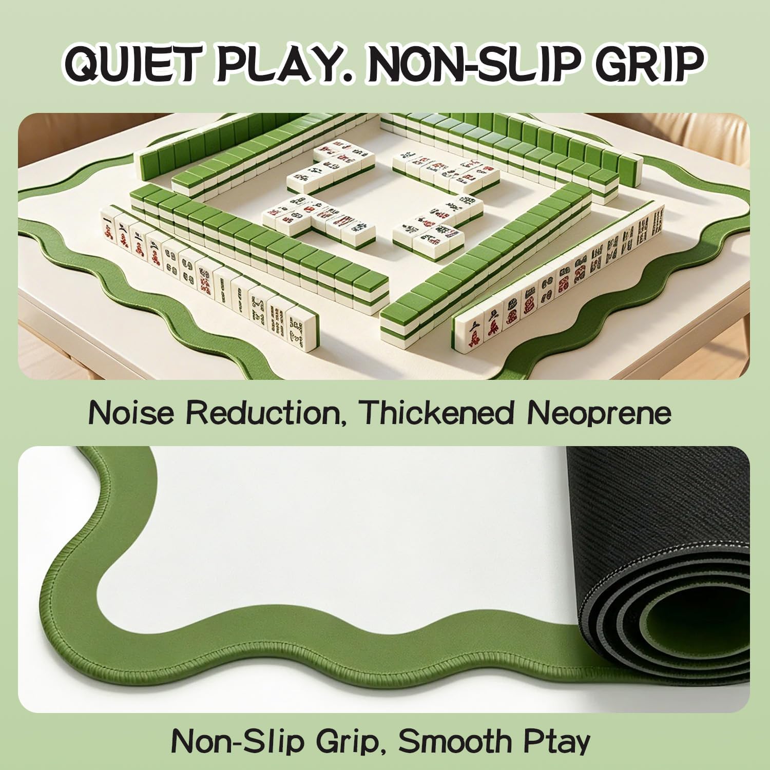 Green Scalloped Mahjong Mat
