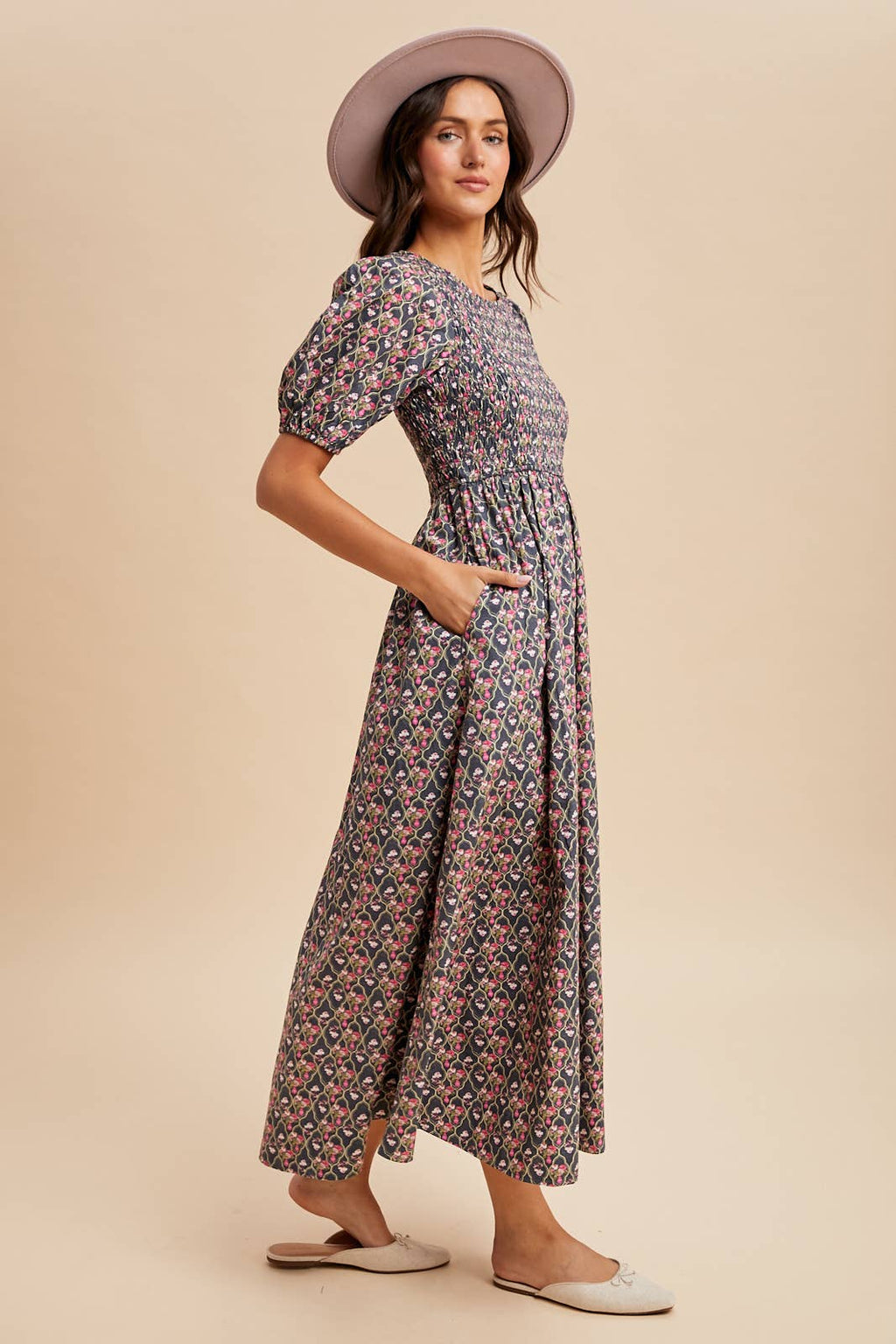 Smocked Floral Maxi Dress