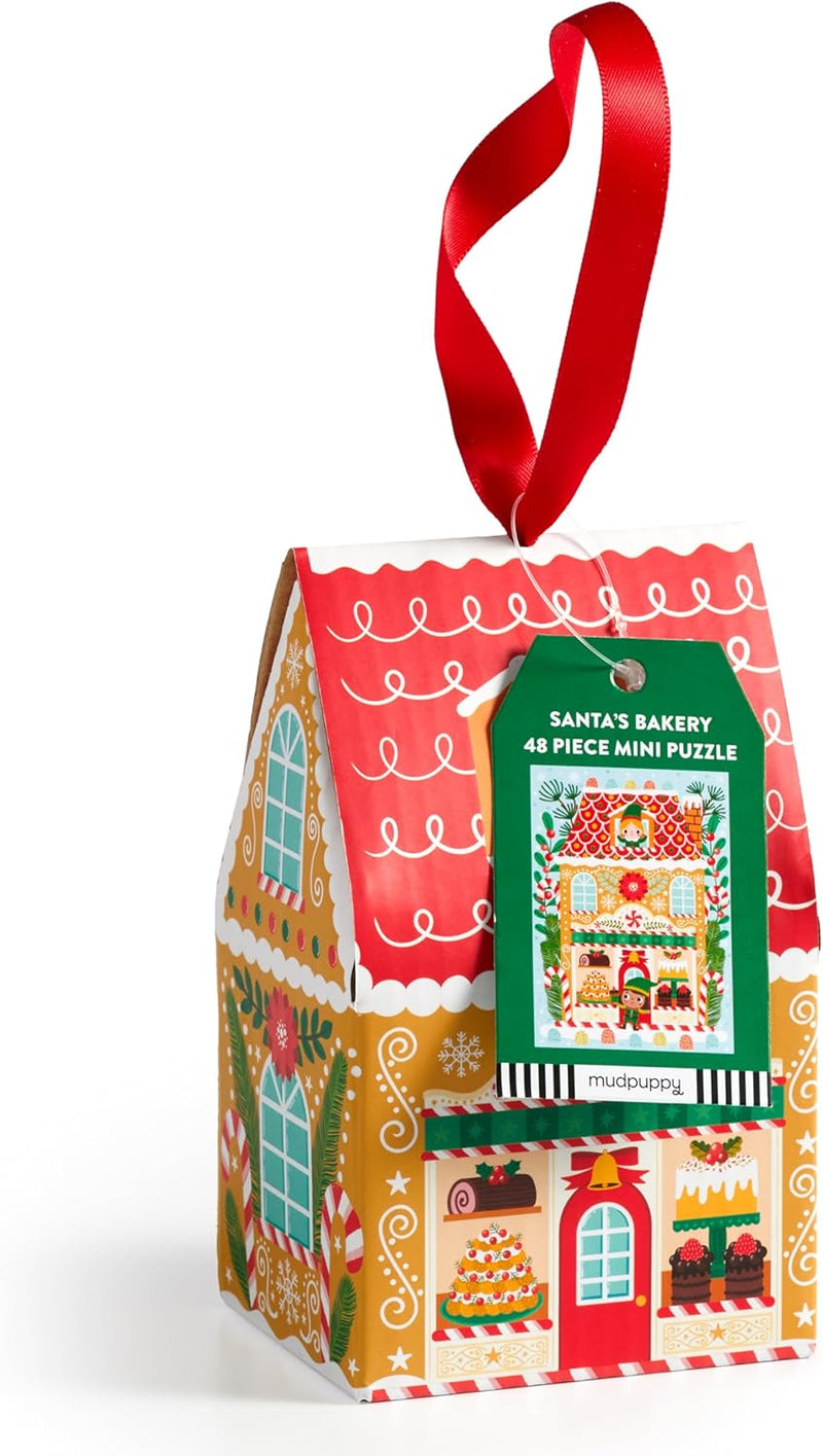 Santa's Bakery House Shaped Mini Puzzle Ornament