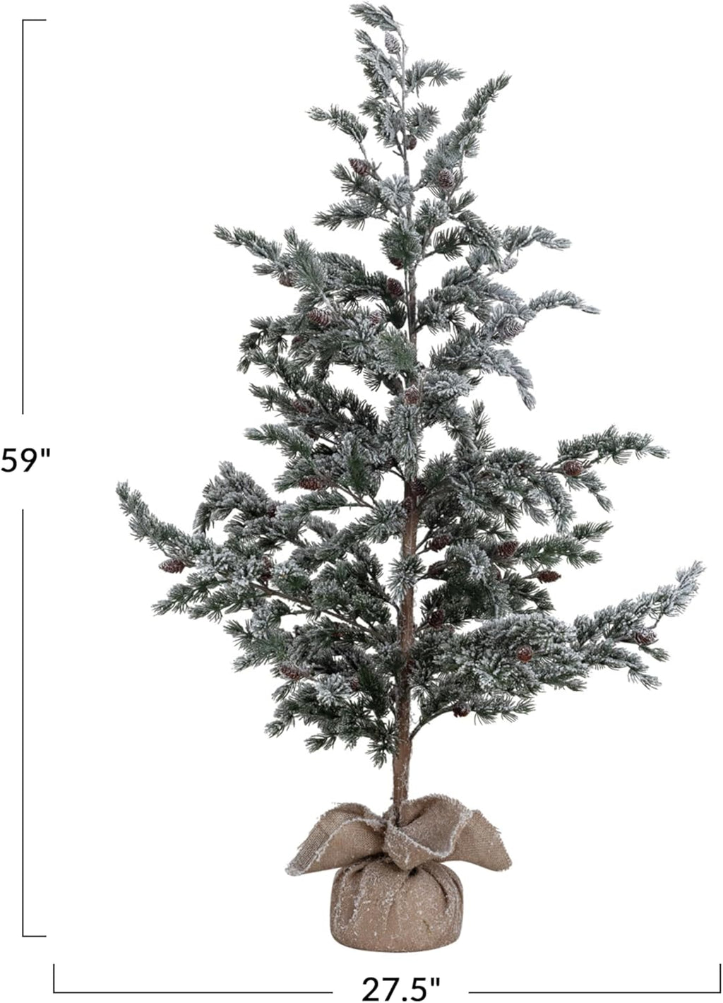 Faux Evergreen Tree in Burlap Sack with Snow Finish
