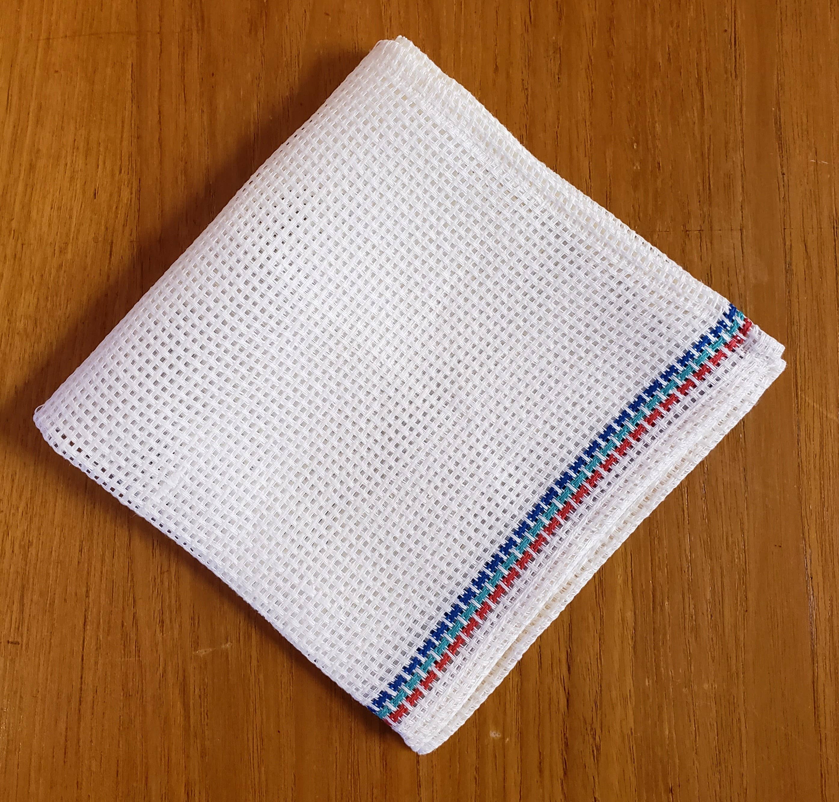 Striped Border Linen Dish Cloth