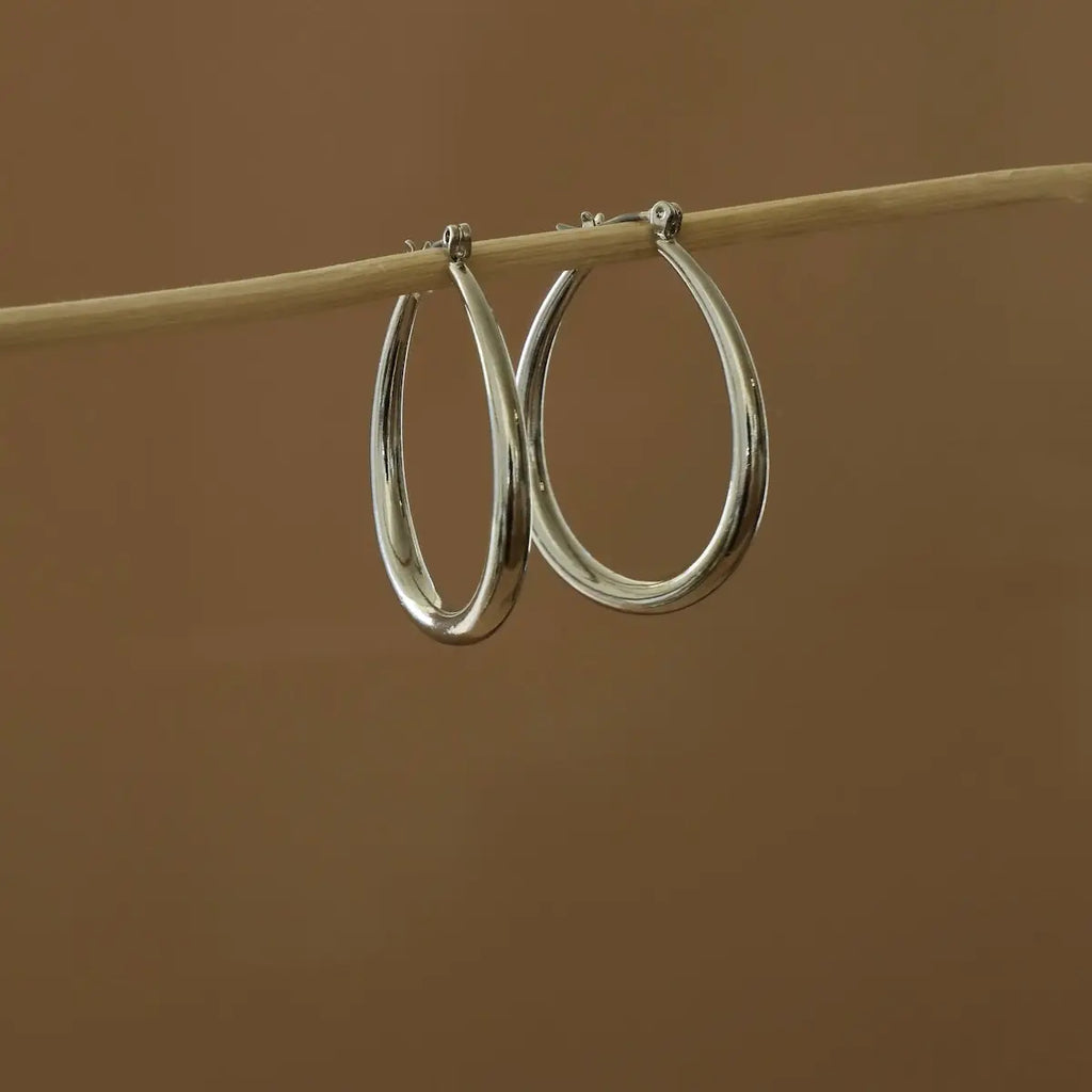Large Teardrop Hoop Earrings